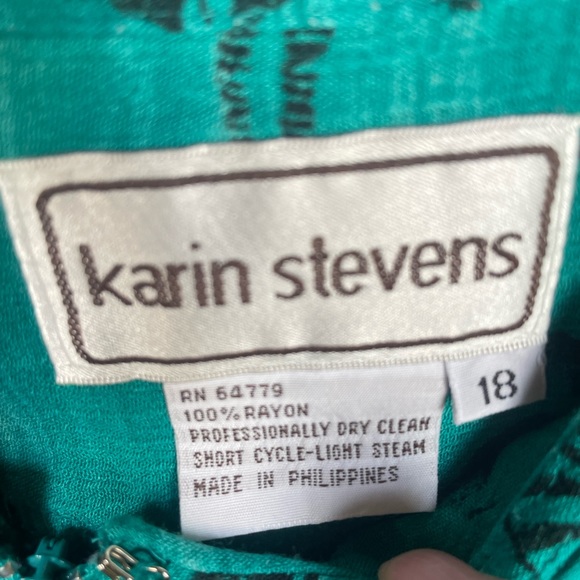 Vintage Karin Stevens dress and matching shirt zebras and elephants sz 18 - Picture 2 of 4